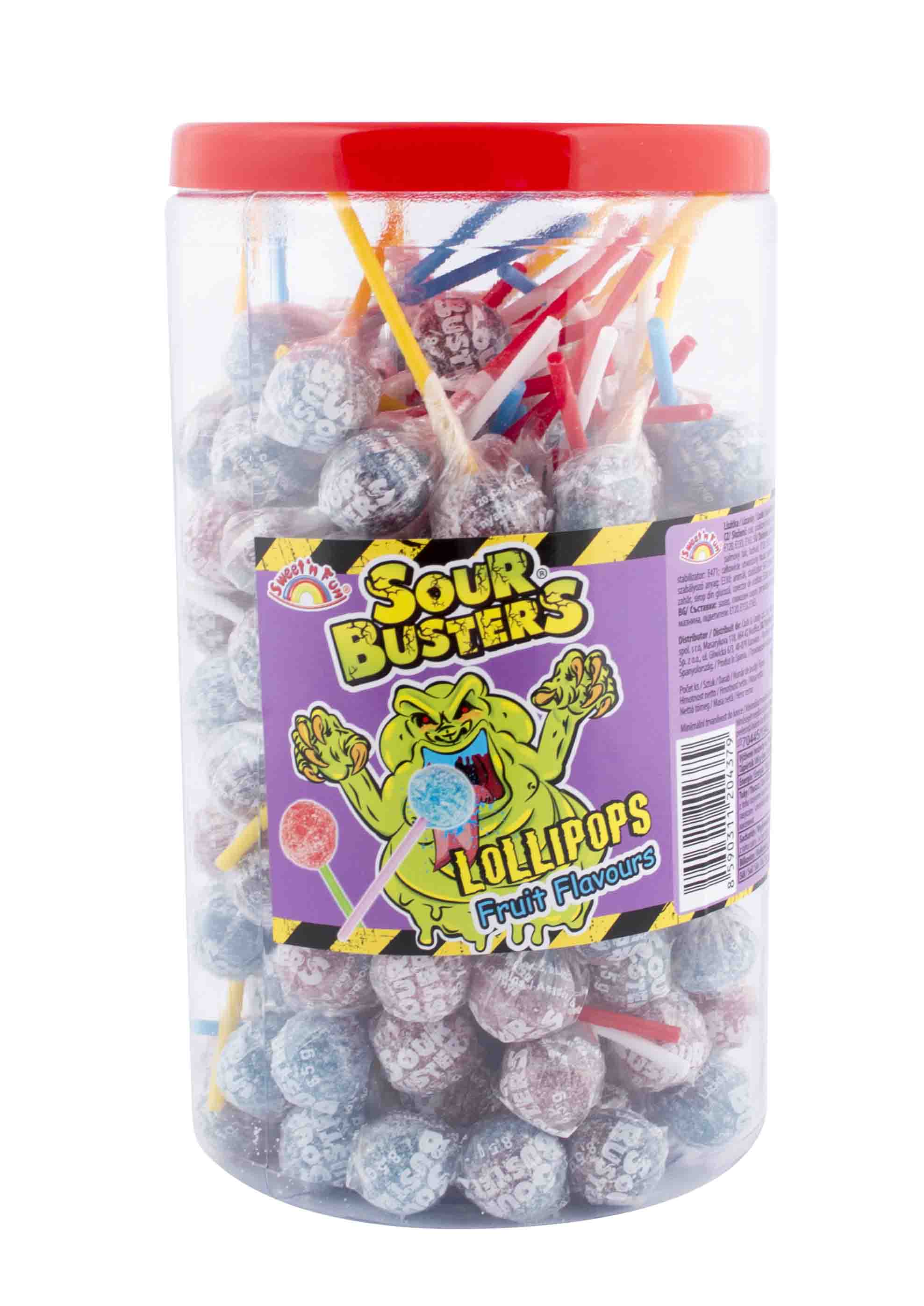 Sour Busters farbiace kyslé lízanky - 150 ks