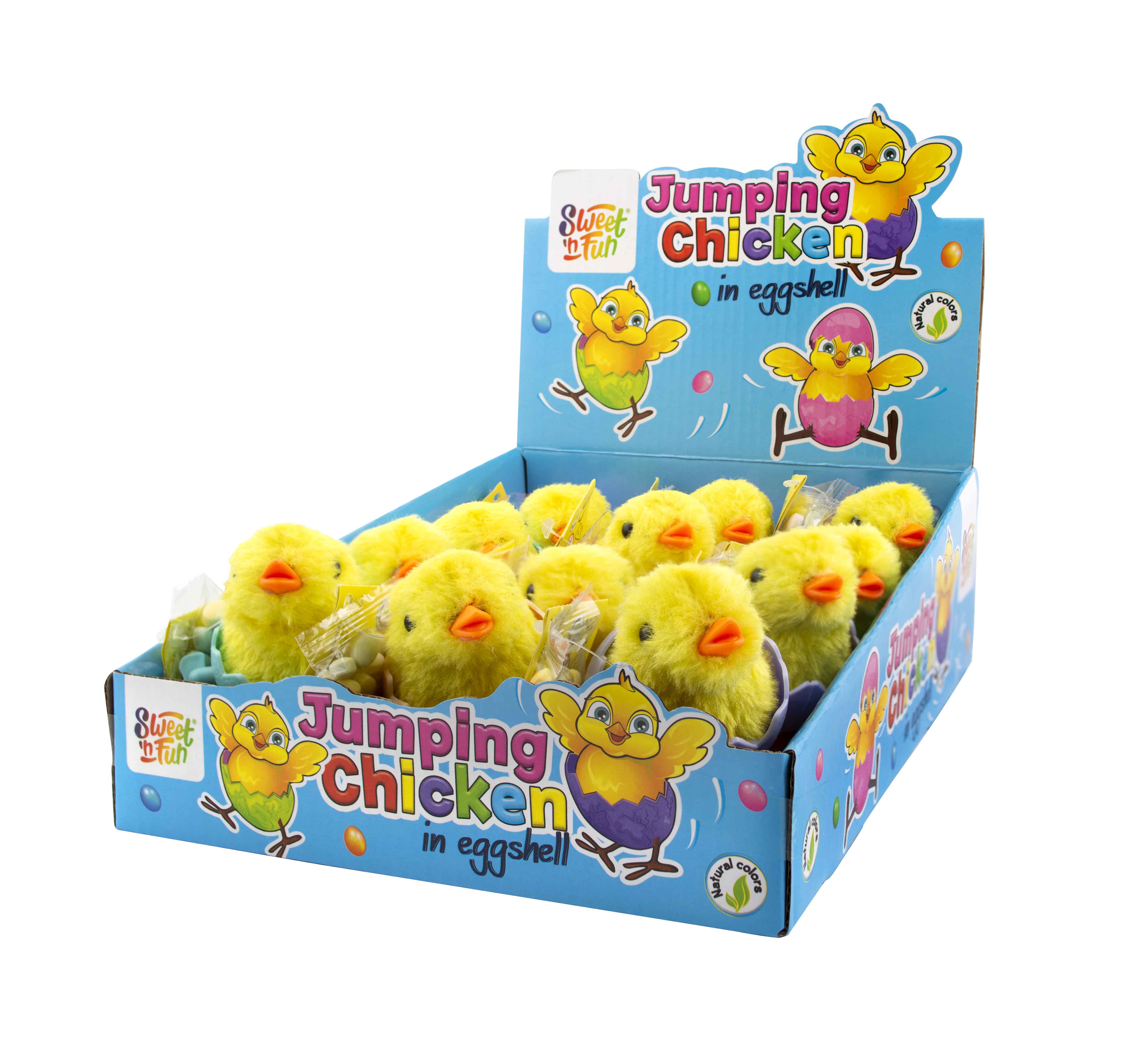 Jumping Chicken in eggshell s cukr. - 12 ks