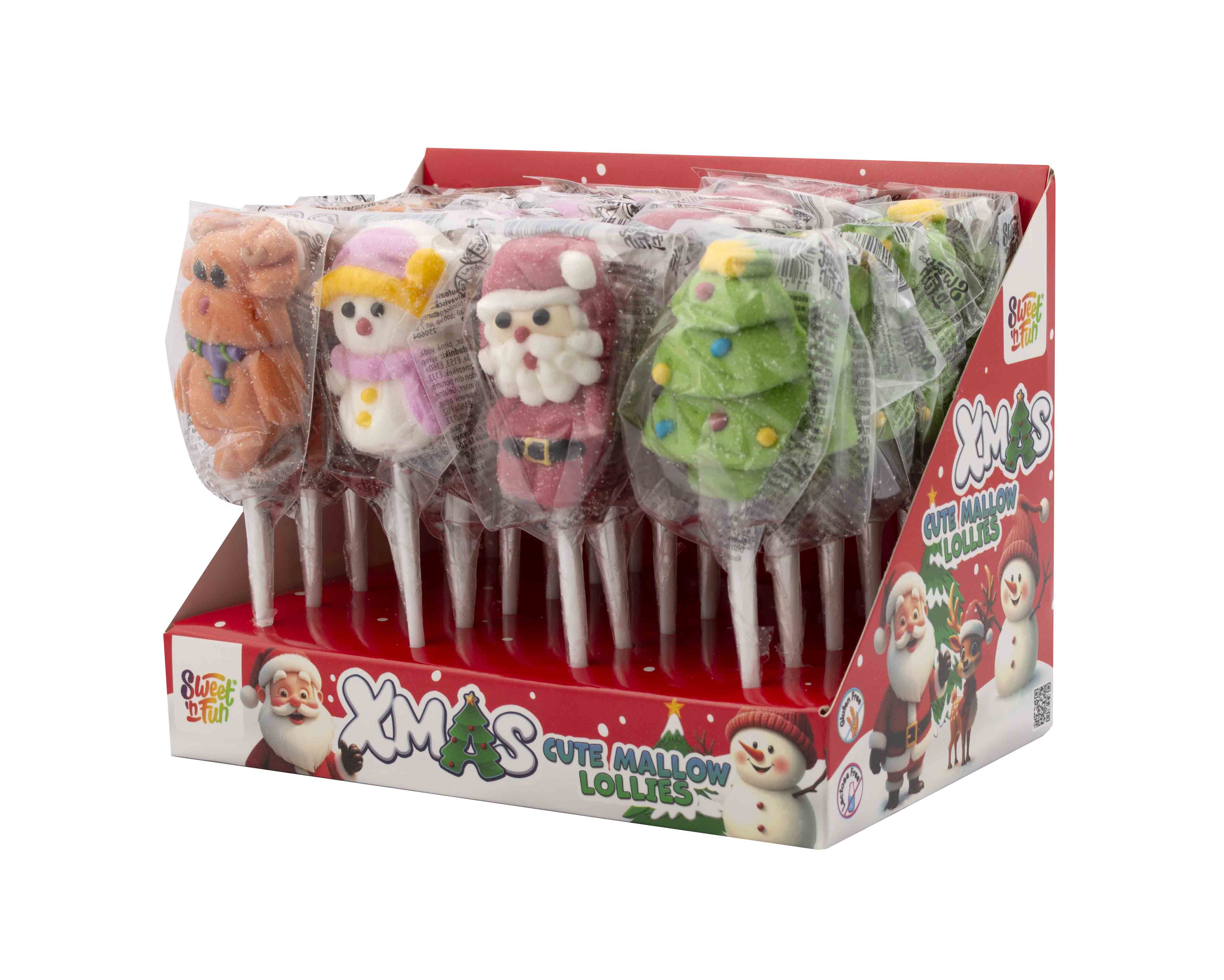 Xmas Cute Mallow Lollipop - 24 ks