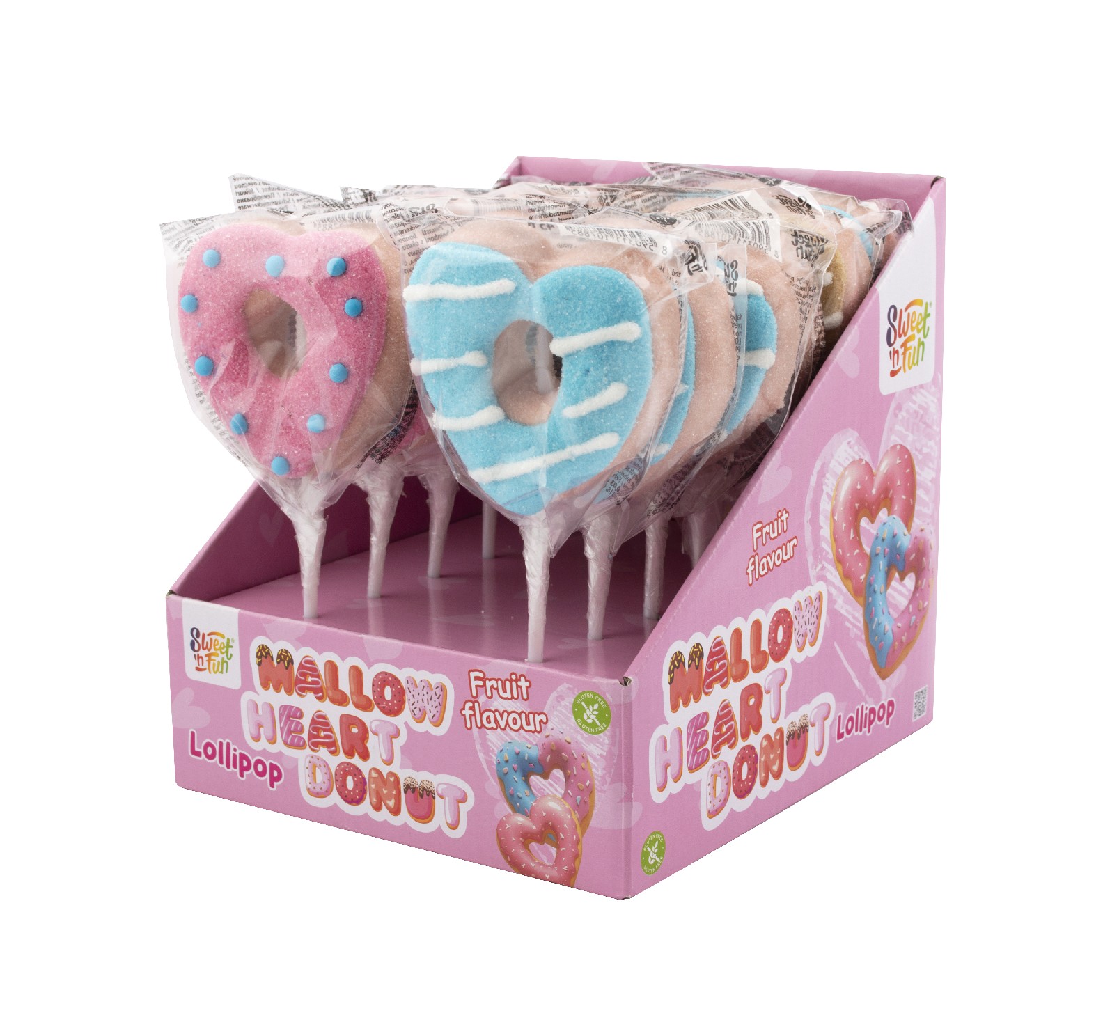 Heart Donut Mallow lízanka - 12 ks