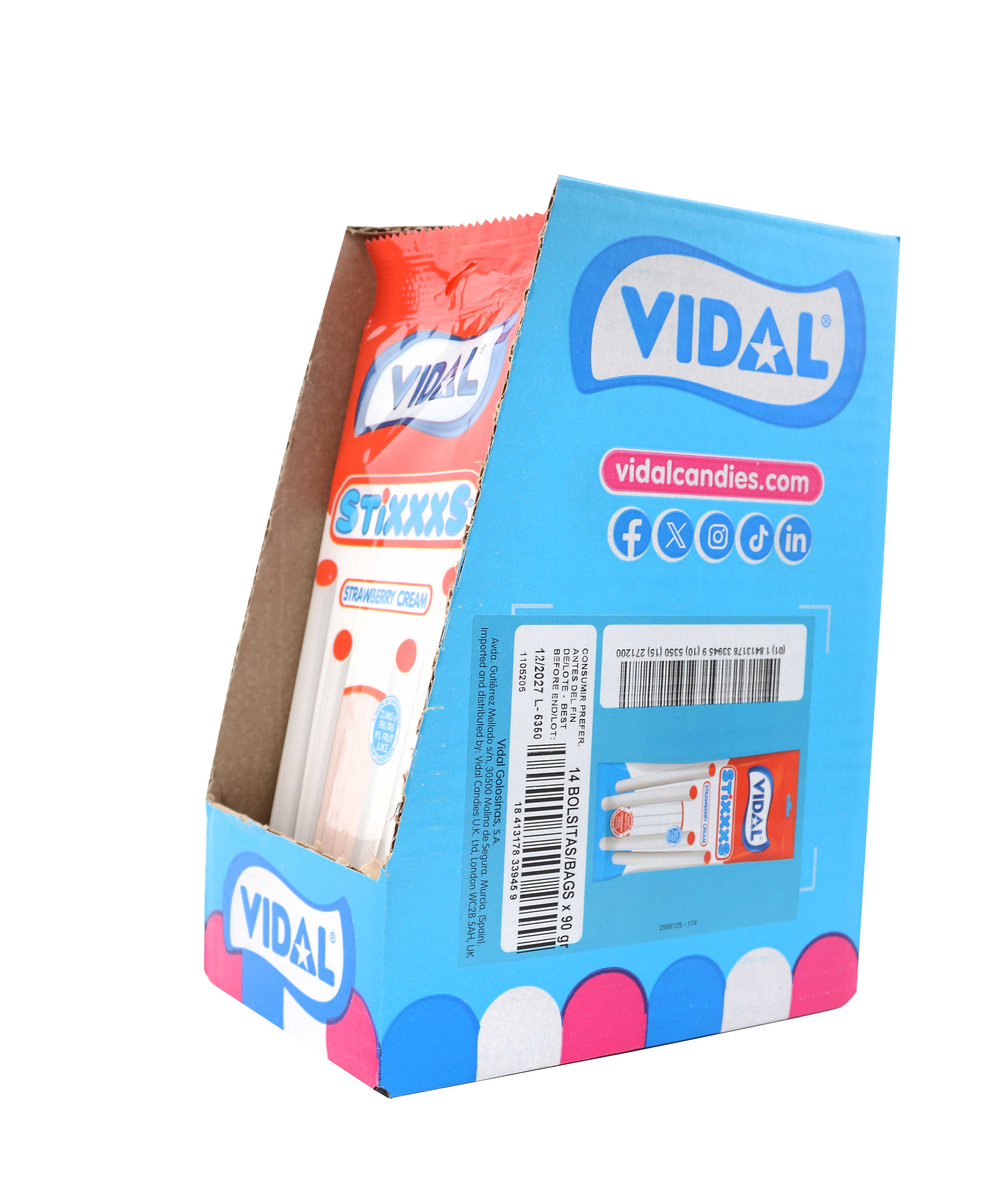 VIDAL 90g Stixxxs biele jahod.pelendreky- 14ks