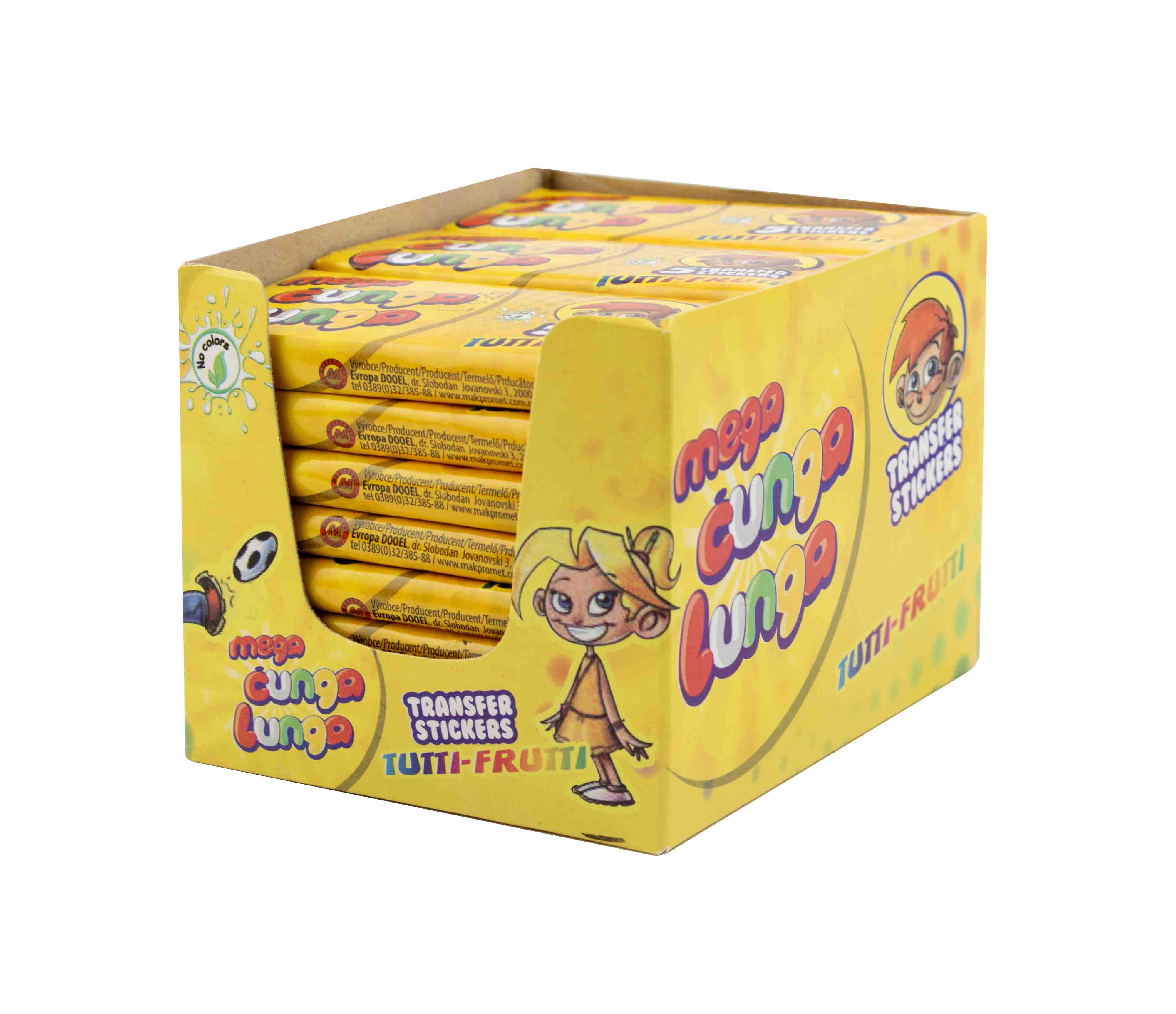 Mega Cunga Lunga Tutti frutti žuvačky - 24ks